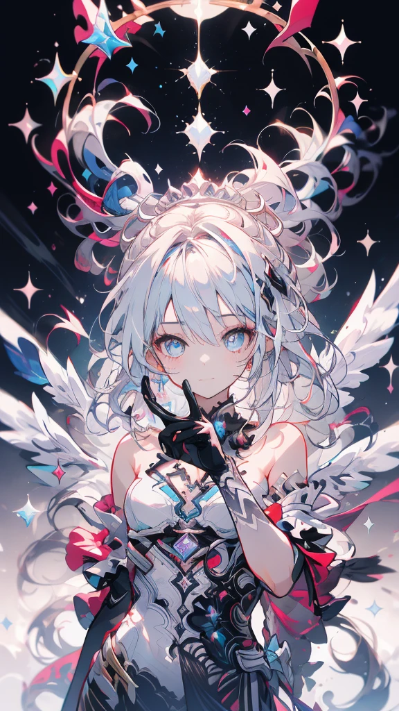 1 person, alone, whole body, (Highest quality,8k,High resolution,masterpiece:1.2),Very detailed,(anime), Lord of the End, Kiana \ (Serious Impact 3)very long white hair, blue eyes, alone, Very detailed顔の特徴, Fine and beautiful eyes, cute, Looking at the audience, Shooting from above, Fantasy Landscape, Bright colors, loose fitting dress, Rich details, Rich environment, Golden Ratio