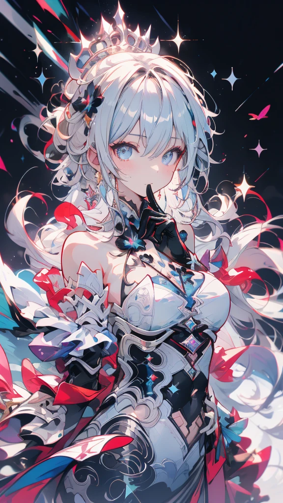 1 person, alone, whole body, (Highest quality,8k,High resolution,masterpiece:1.2),Very detailed,(anime), Lord of the End, Kiana \ (Serious Impact 3)very long white hair, blue eyes, alone, Very detailed顔の特徴, Fine and beautiful eyes, cute, Looking at the audience, Shooting from above, Fantasy Landscape, Bright colors, loose fitting dress, Rich details, Rich environment, Golden Ratio