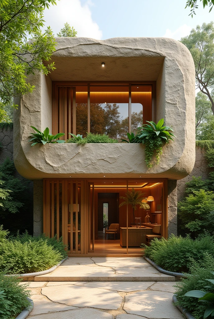 I want you to create the facade of a perfume laboratory that looks very NATURAL called "PERFUMANDO s.A.s"