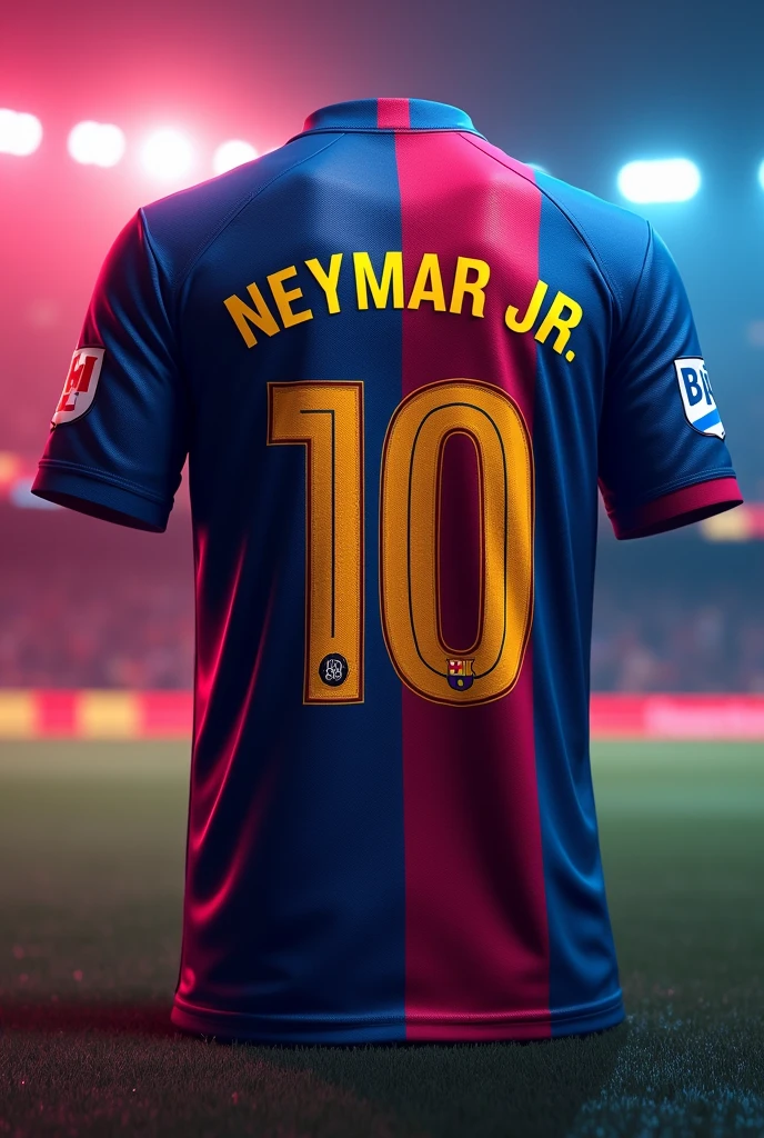 Barcelona jersey in backside where written Neymar JR 10 