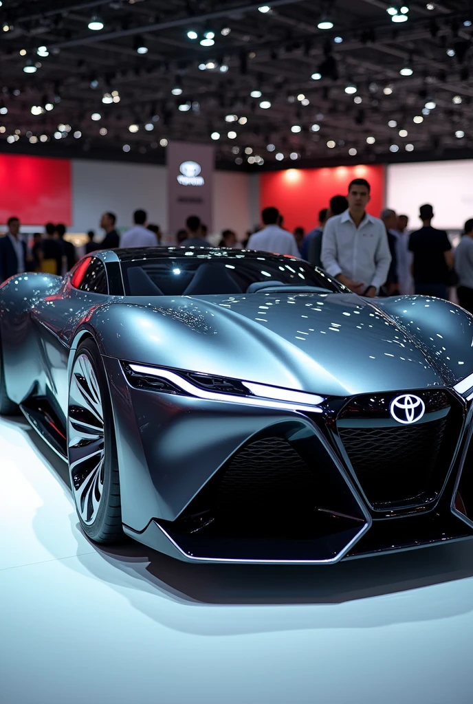 Toyota Concept car in auto expo, include hyper realism, hd, 4k.