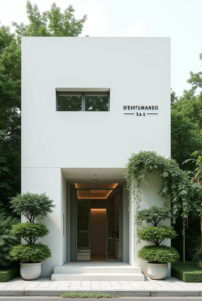 I want you to create the facade of a perfume laboratory that looks very NATURAL called "PERFUMANDO s.A.s"
Make it look a little less natural.
May my facade be white and have several plants around it