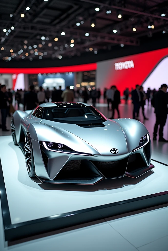 Toyota Concept car in auto expo, include hyper realism, hd, 4k.