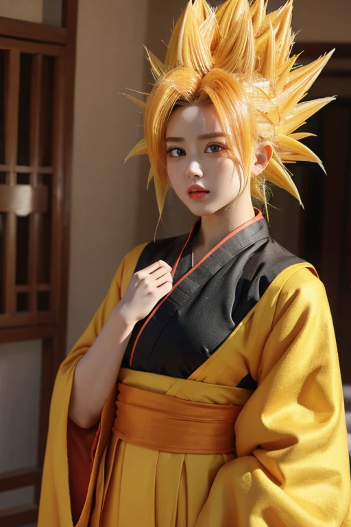 1girl, (super saiyan:1.3),hanfu, 