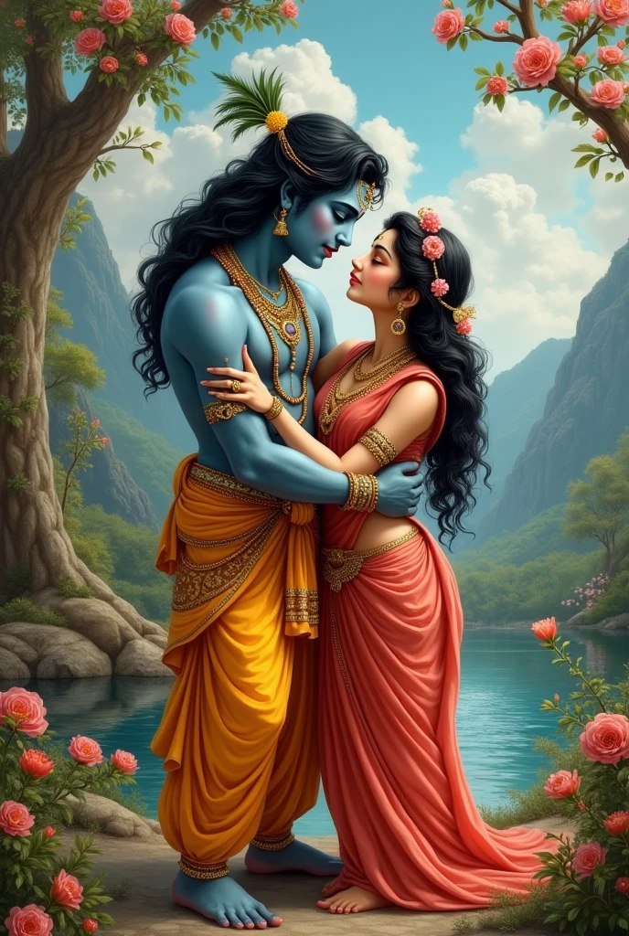 Shri krishna with radha romantic
