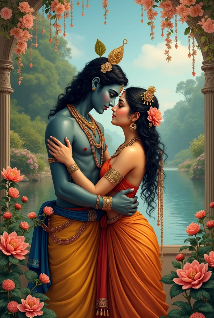 Shri krishna with radha romantic 