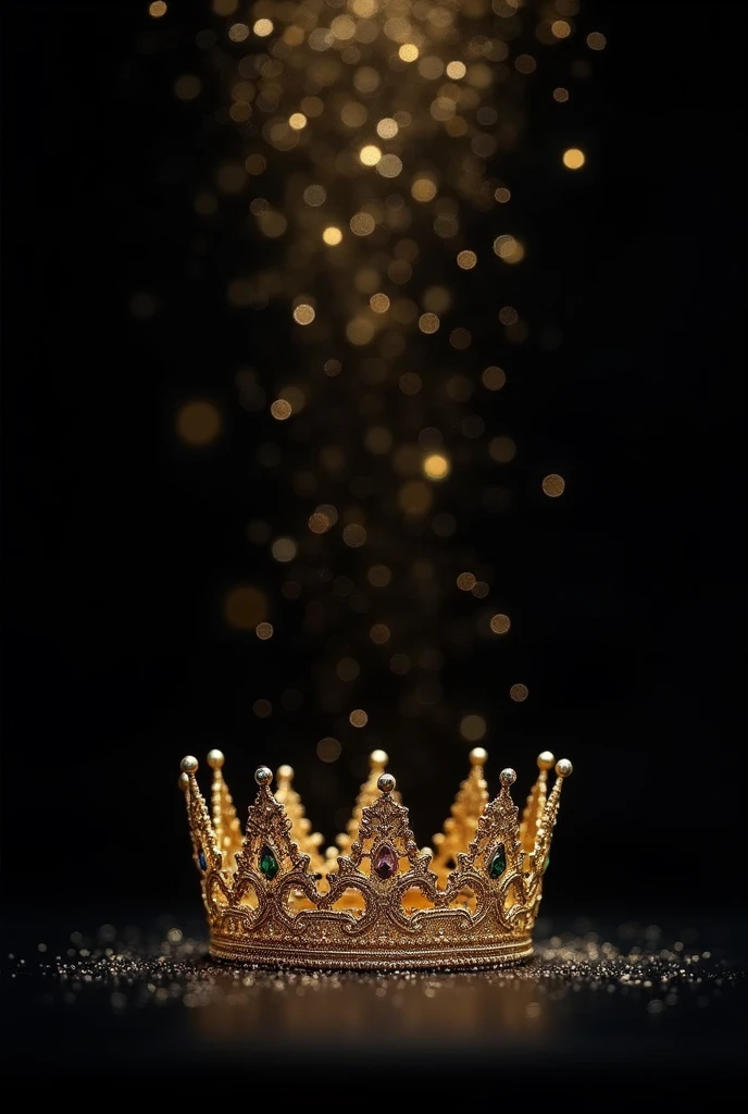 (bookcover) black background, sparkles, falling golden wedding crown
