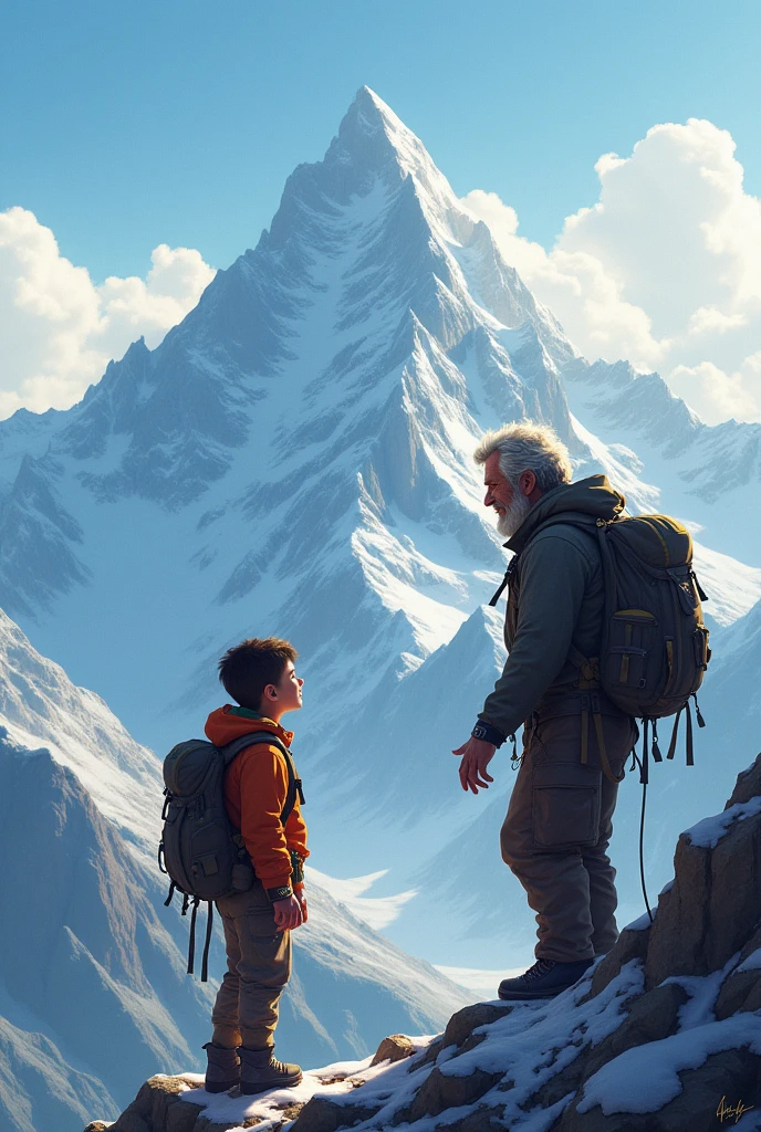 The father smiled and nodded, knowing the journey was not easy. "It will be a tough climb, my son. The path is steep, and the air gets thin as we ascend. But if you truly want to go, I will guide you.