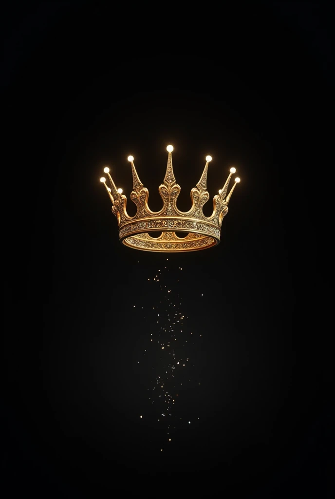 (bookcover) black background, sparkles, float like falling golden wedding crown