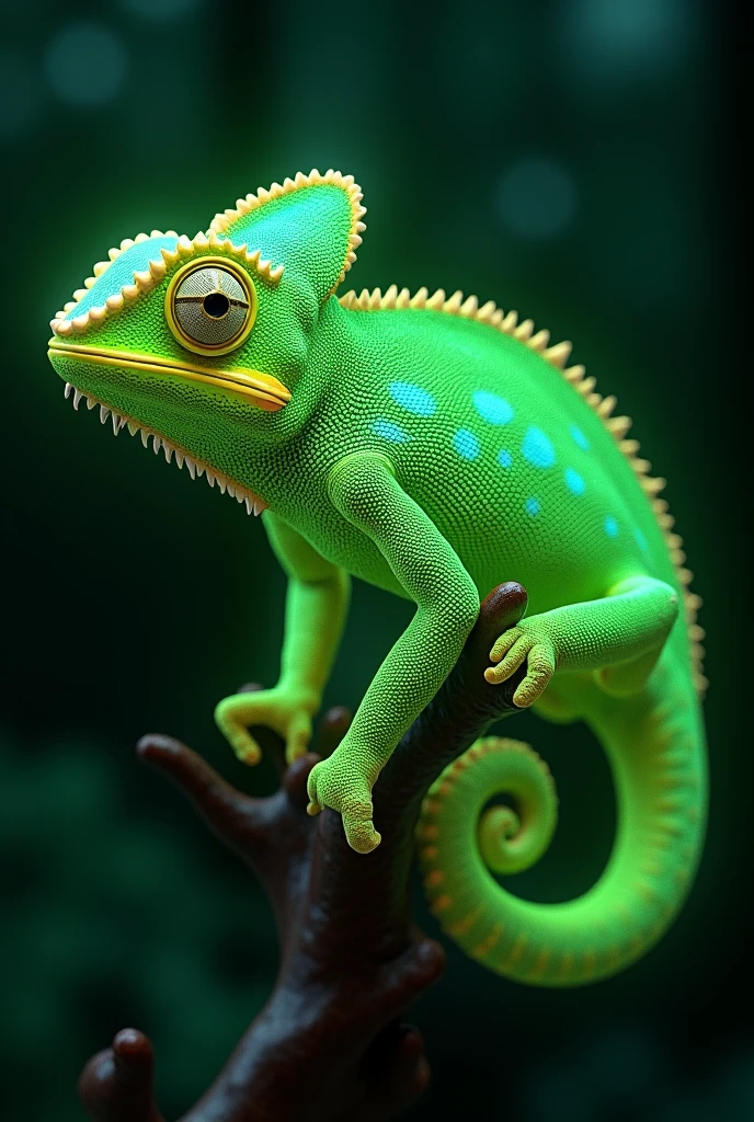 Glowing lime green chameleon profile picture