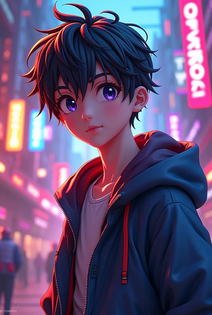 3d 4k anime boy, with many details around it gaming style redmagic wallpaper