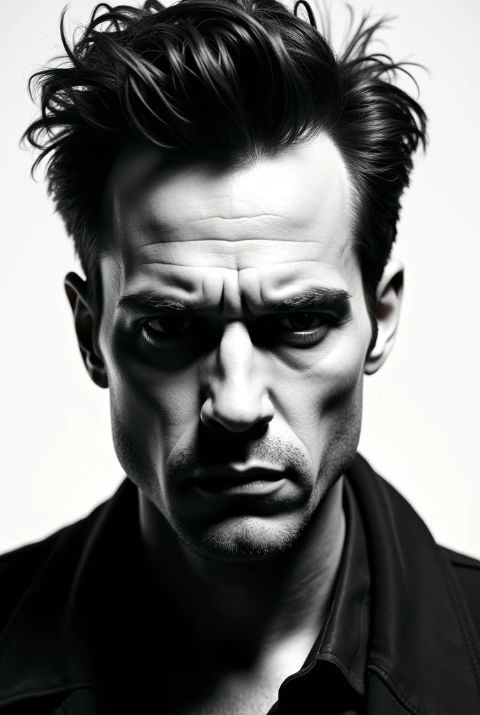 Tyler durden face from the front, image only in 2 colors, Black and white
