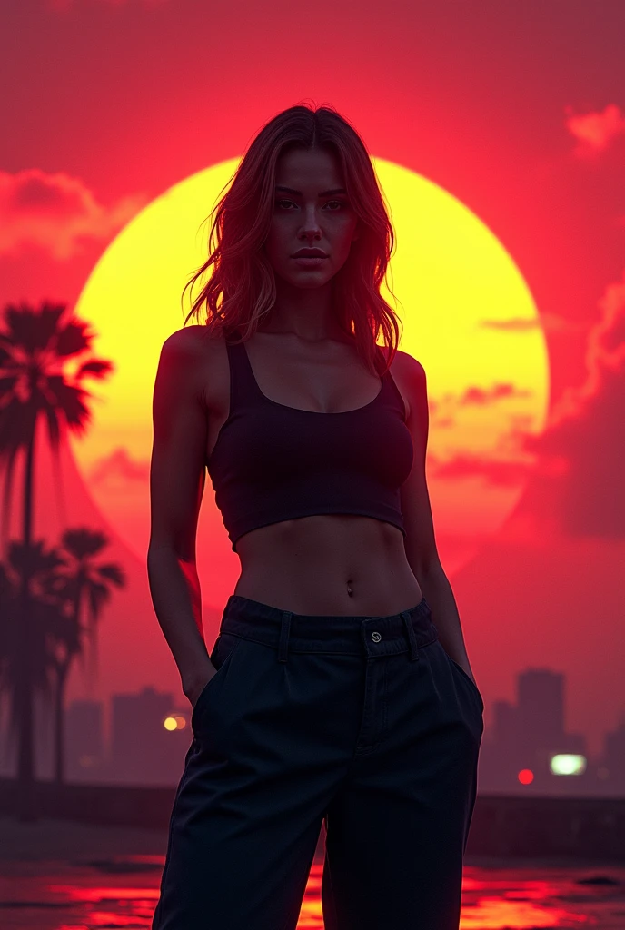 A woman in the sunset, GTA style