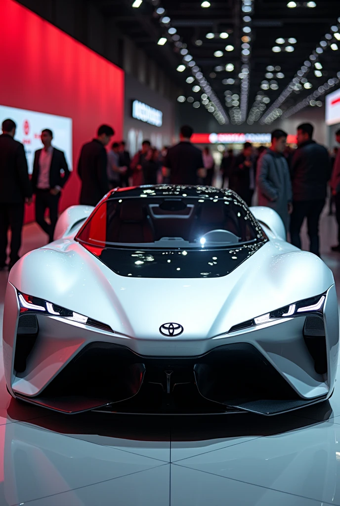 Toyota Concept car in auto expo, include hyper realism, hd, 4k.