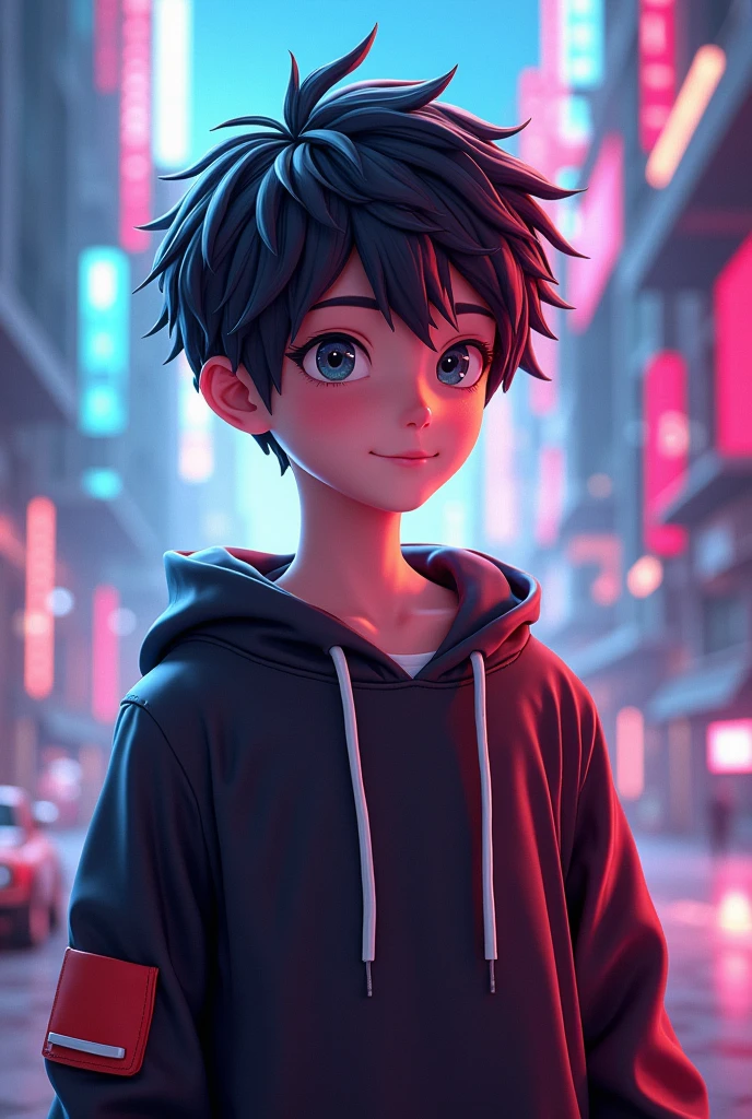 3d 4k anime boy, with many details around it gaming style redmagic wallpaper