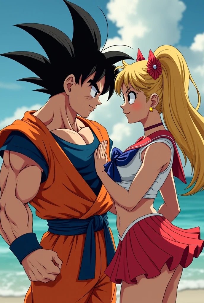 Goku violando Sailormoon, sexscene, goku on Sailormoon, penetrating her anus with his penis.
