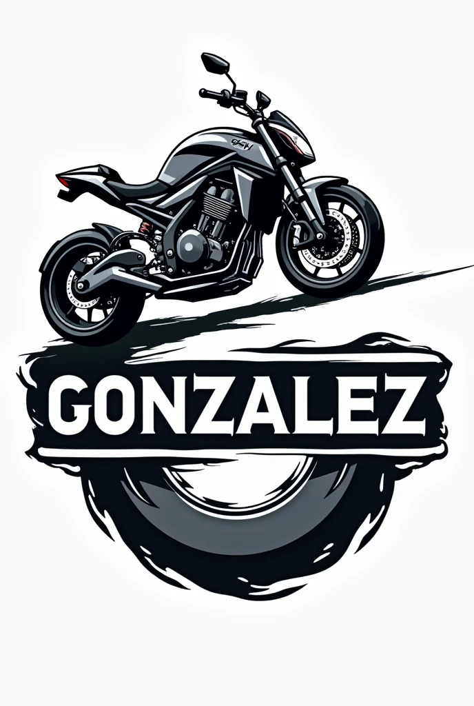 Combine the word Gonzalez with a motorcycle for a logo