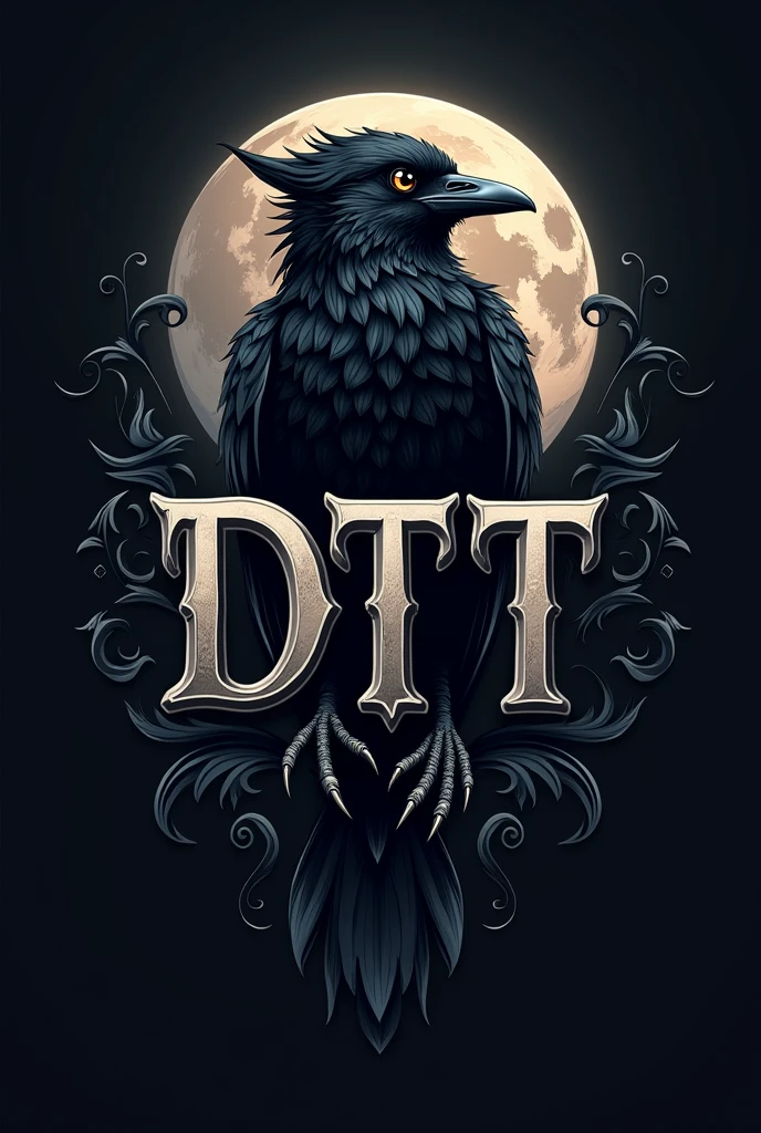 generate a logo for my tattoo studio with a gothic style and the name DTT initials and using a crow. The simplest and most anime-focused