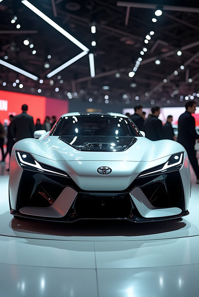 Toyota Concept car in auto expo, include hyper realism, hd, 4k.