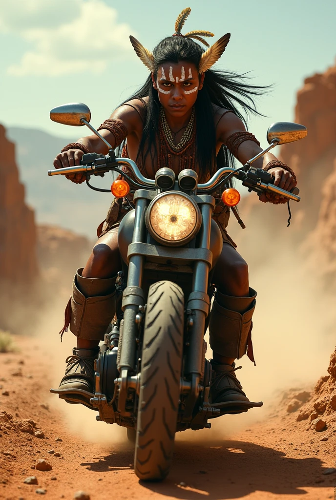 Apache on a motorcycle
