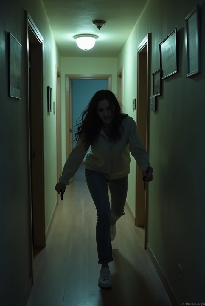 Frantically, she checked every room, but found nothing. Just as she was about to return to her room, her phone rang again. 