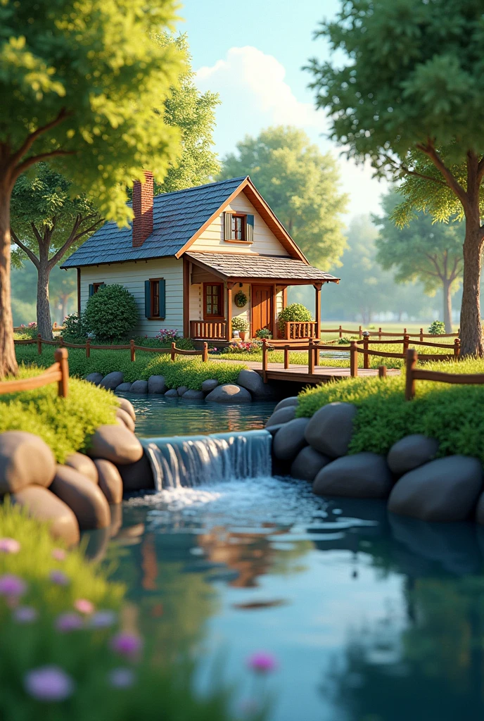 A sidewalk house with a dam
