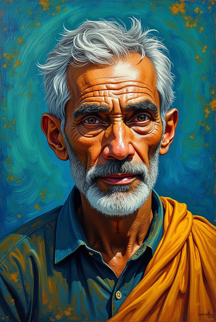 Portrait of a guy named jafnun who is Bangladeshi van gogh style