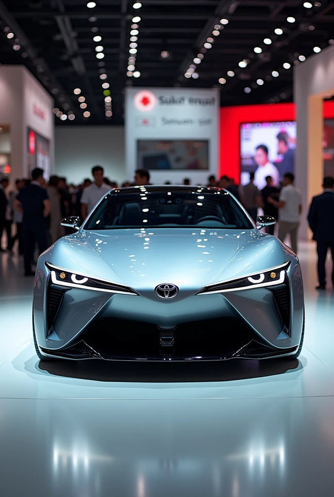 Toyota Concept car in auto expo, include hyper realism, hd, 4k.