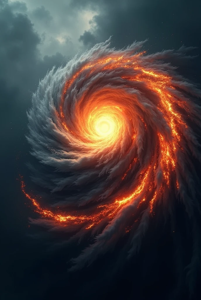 Agency logo with an image of a hurricane starting out normal and ending up on fire🔥