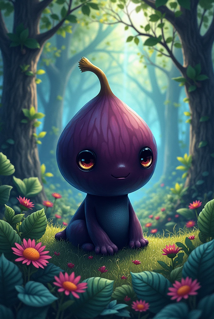 Black fig, anime, wild background, half fig, fragrance, magick forest