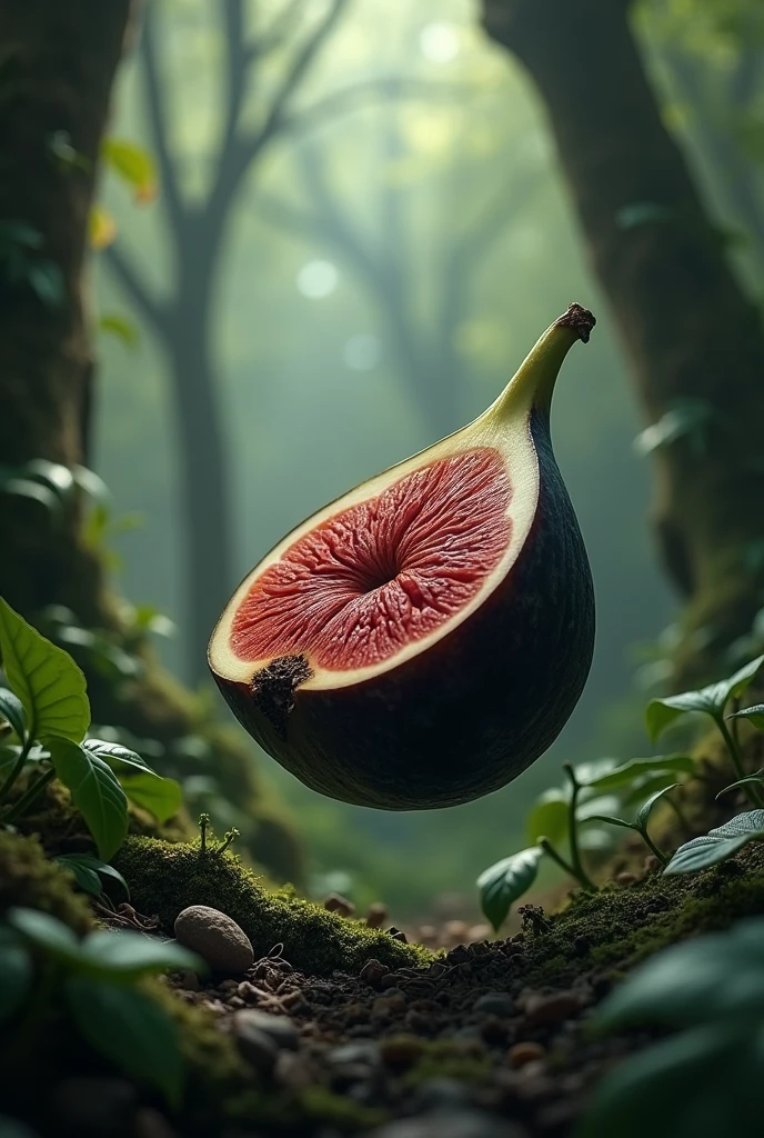 Black fig, wild background, half fig, fragrance, magick forest