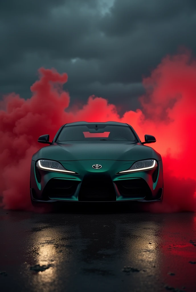 Supra mk4 matt dark green colours red smoke might night headlights