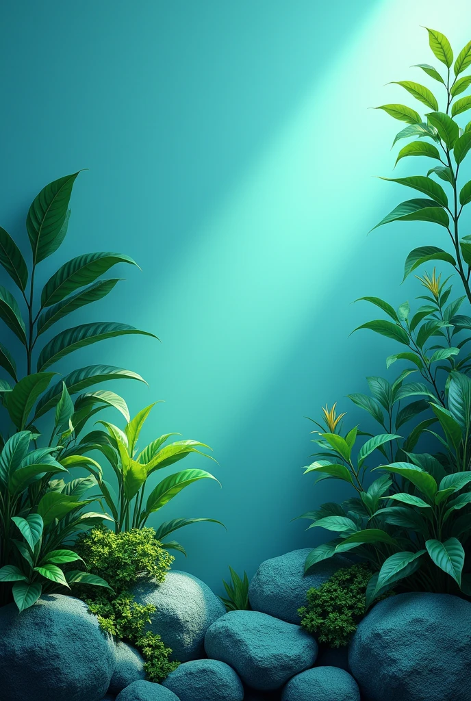 Mockup poster size A0 front, with a dark cyan background behind and few plants - Free Vectors and PSD for download