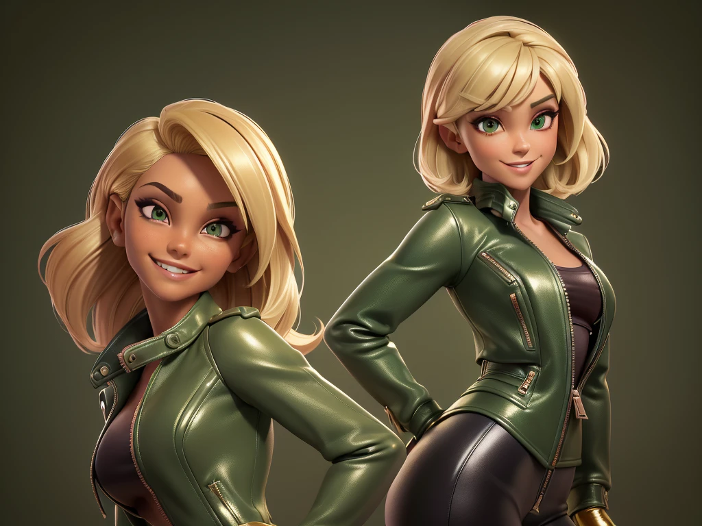 obra prima, melhor qualidade, ((only one woman,)) ((dana perino, dark tan skin, straight hair,)) erect cone tits, ((wearing shiny cream leather biker moto jacket,)) ((jacket has padded shoulders, jacket has stiff high collar,)) (((wearing shiny green leather miniskirt,))) body is very skinny, ((sitting back, legs spread,)) ((camera front view of body,)) shallow depth of field, highres, HD, 8k, anatomically correct