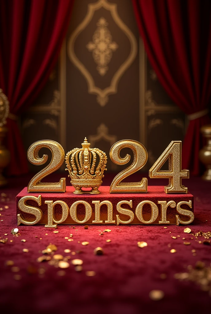 An image without people that is luxurious and elegant, with only the letters that say official sponsors of Miss Golden Aragua 2024.