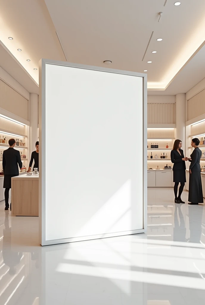 Mockup poster size A0 white color , Inside a perfumery shop - Free vectors and PSD for download