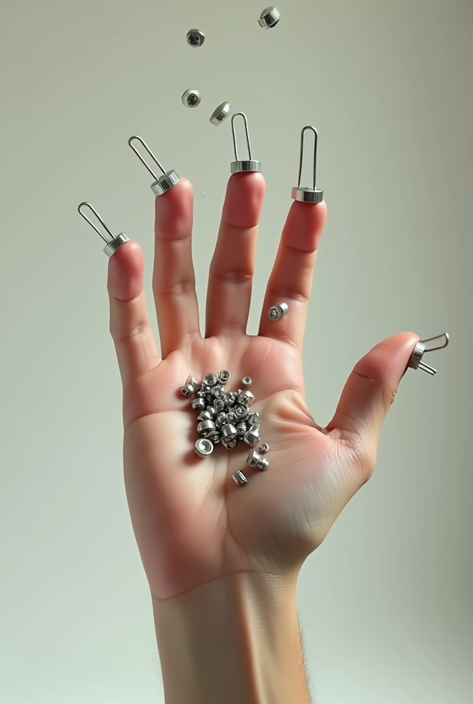 magnet on the fingers of the hand 