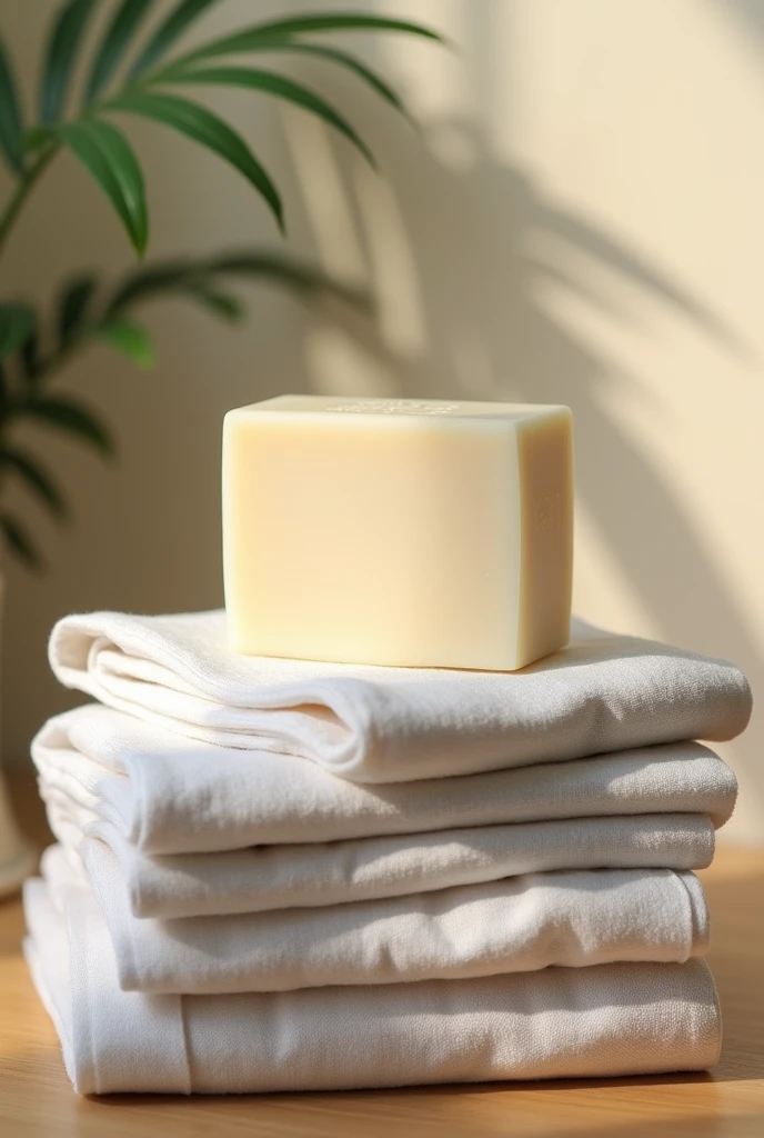 Marseille Soap bar on top of pile of clothes