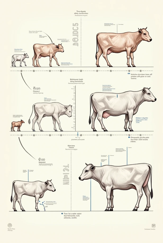 Diagram of the most important events of a calf from birth to its second calving (with names of stages and months)