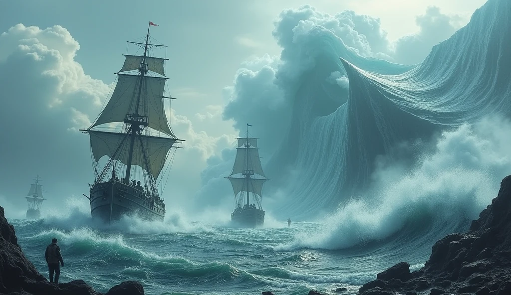 2024; (masterpiece, best quality) destroyed sea; giant waves; navy naval battles