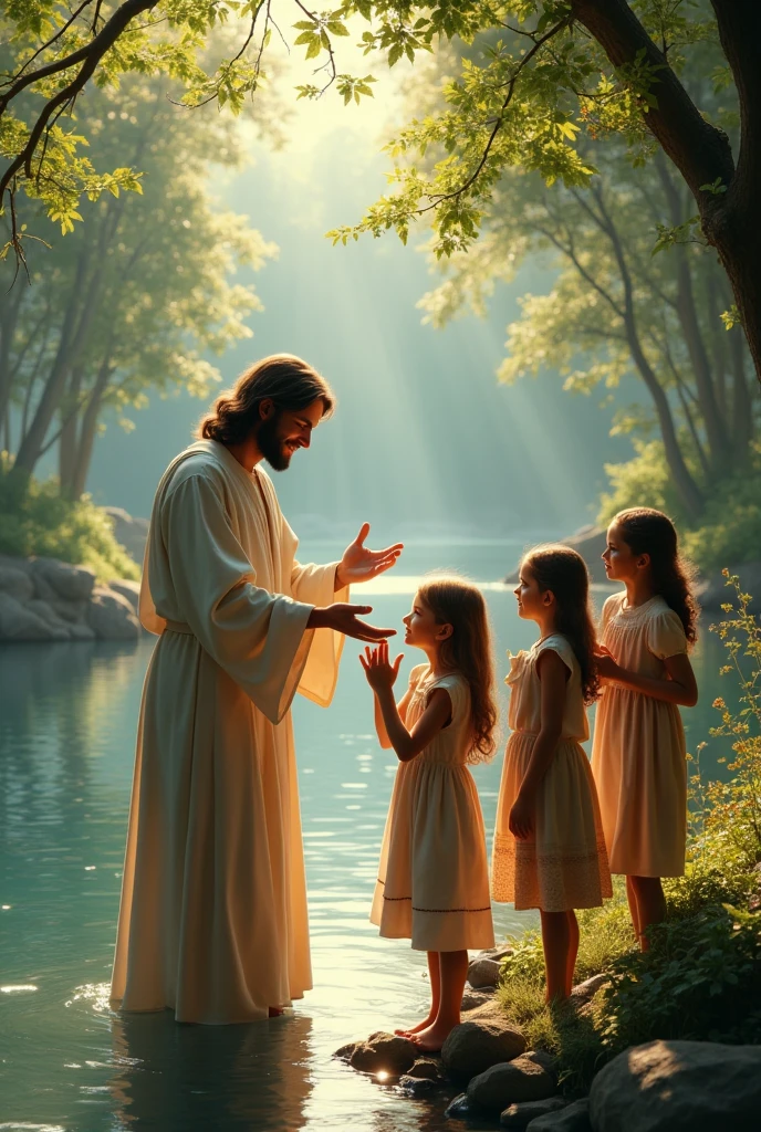 Jesus Blesses the ren over the River