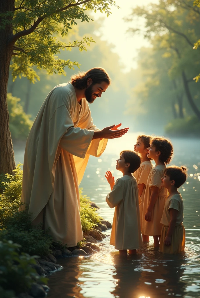 Jesus Blesses the Children over the River
