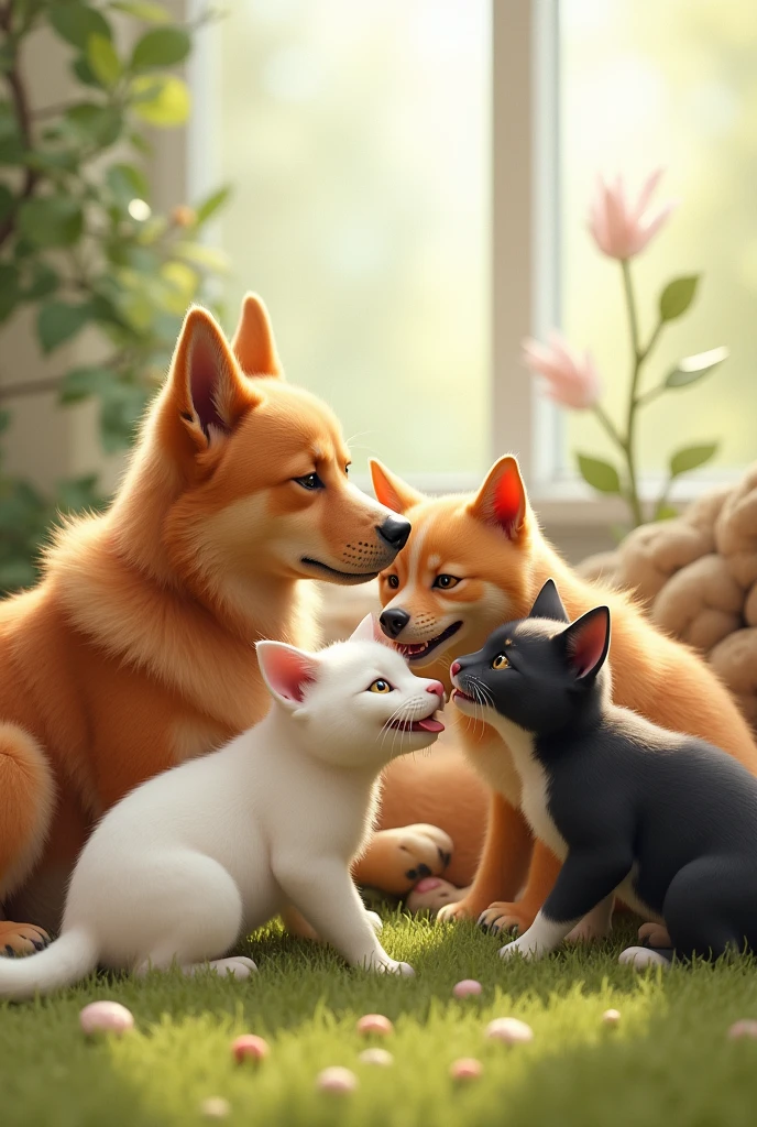 Cat and dogs are friends