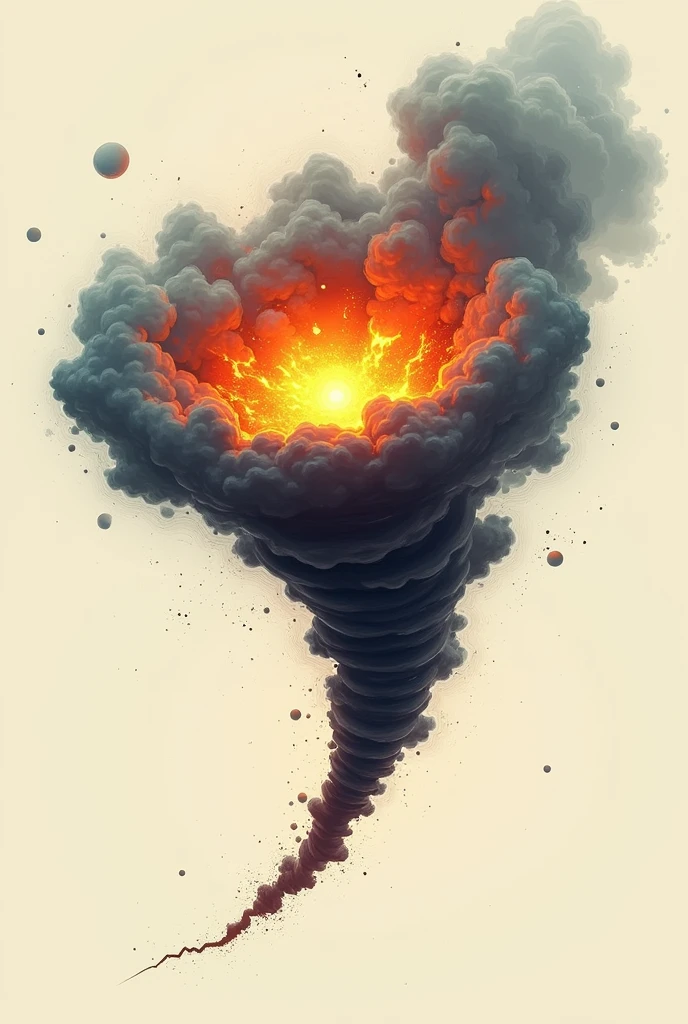 Logomarca de uma agência
Com uma imagem de um tornado iniciando da parte fina até o olho iniciando normal e no final pegando fogo🔥 realista