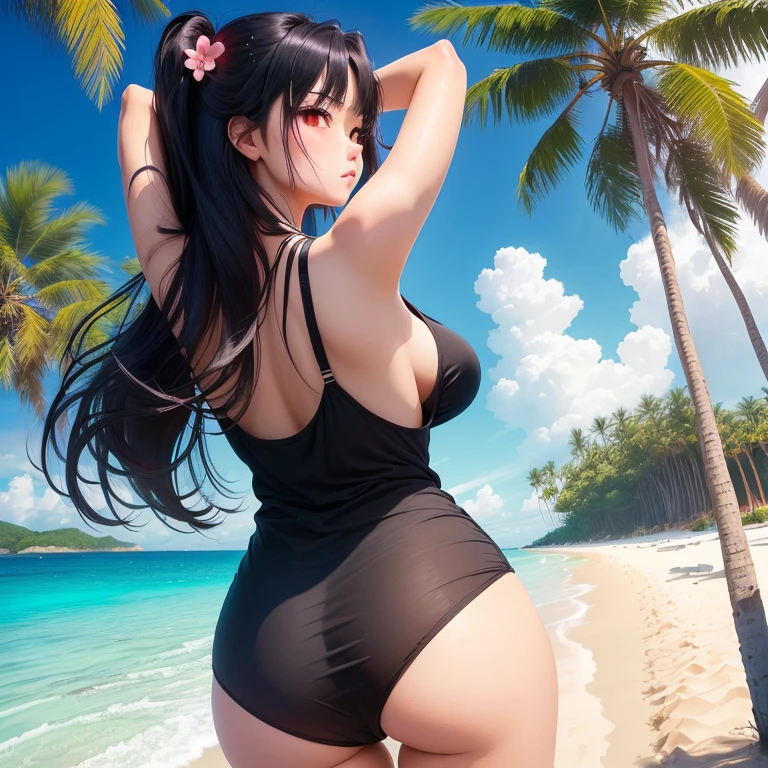 Hugo, bb, Purple Hair, Long Hair, bangs, (Purple eyes:1.1),(Large Breasts),
壊す hair ribbon,(White leotard:1.3),, neck ribbon, Pop Color, red ribbon, ribbon,
壊す looking at viewer,
Outdoor break, Beach,(((Raise ASS:1.3))),(Ass Focus,From behind:1.3),(Remember,On all fours:1.3),(Camel Toe:1.3),Highest quality,Best image quality,Perfect Anatomy,masterpiece,Very detailedな,beautiful,super high quality, Highest quality,High resolution, Very detailed,Game CG,Dutch Angle ,Beautiful attention to detail,Visual Arts,Five Fingers, Perfect hands,