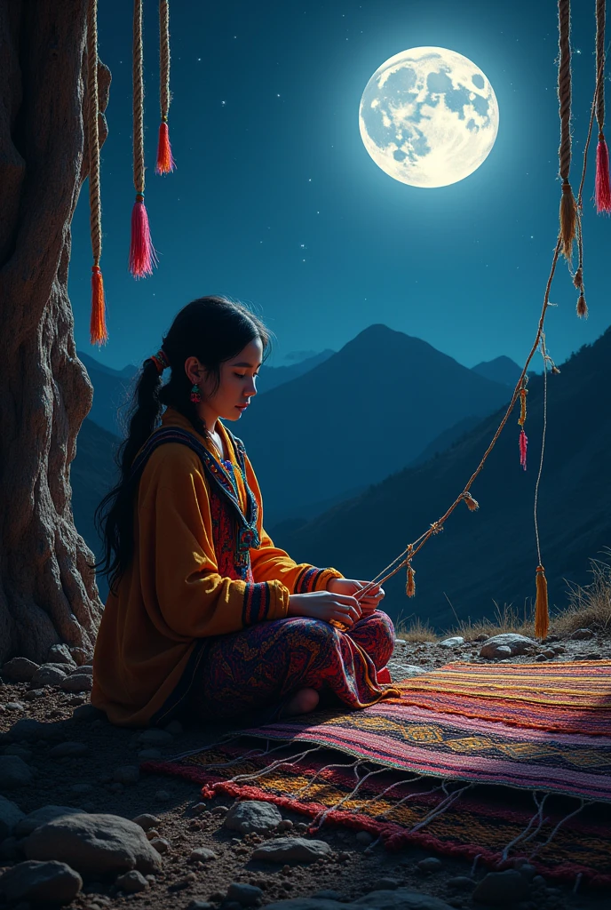 A chicha weaving in the moonlight