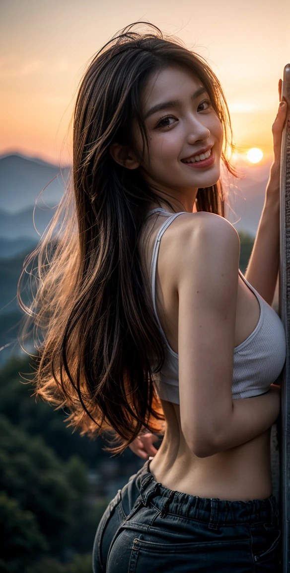 8K, (超realistic: 1.35), (realistic: 1.4), one personの美しい日本人の女の子, (((The best smile released))), one person,(((full body shot)))、 (((are having fun)))、light makeup, masterpiece, 超High resolution, High resolution, one person, sexy white silk underwear、 puberty, one personの少女, ((perfect body)), ((best image quality)), ((time)), ((very delicate and beautiful)), ((Very shallow depth of field)), nffsw, ((incredibly shallow depth of field. Familiar)), (((very delicate and beautiful))), (((Very shallow depth of field))), nffsw, (((incredibly absurd))), (((perfect body))), (((look at the camera)))), (((normal size breasts))), (((serious face))), (((Hair can be long or short))), myself+background, dynamic angle, female focus, {particles of light}、 詳細なbackground、((paul hedley))、soft lighting、(dramatic)sunset、sunset、とても美しいsunset、live action、genuine、top angle、cute smile、(backgroundぼかし)、18-year-old、thin、((Wind))、((movement))、((emotion))、((colorful))、((baby face))、((beautiful teeth))、backgroundは海