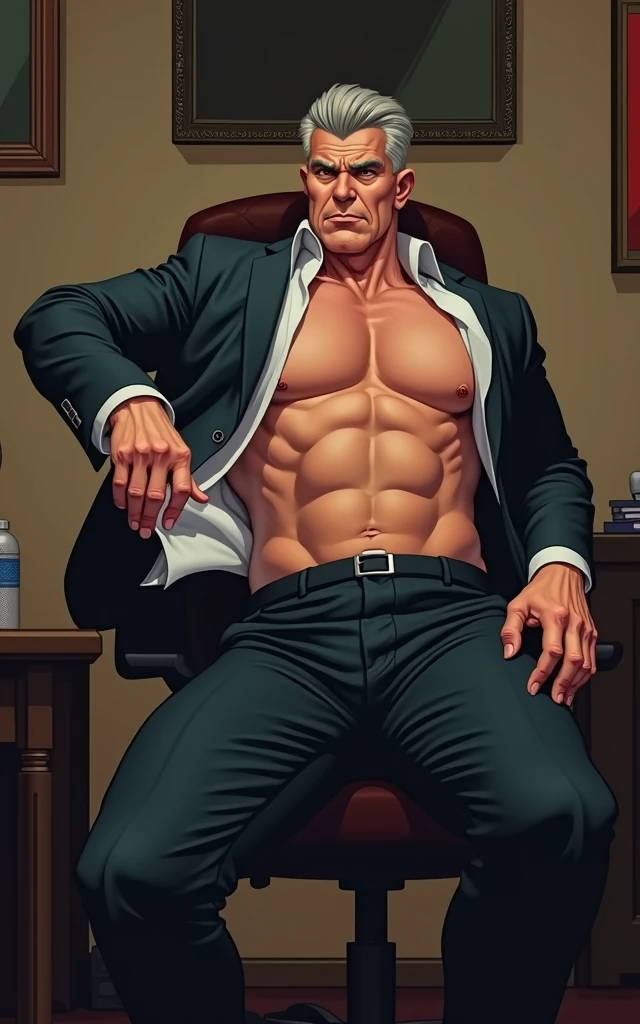 50 years old,daddy,formal trousers men sit down,k hd,in the office,muscle, gay ,grey hair, caucasian face,masculine,strong man,the boss is,handsome,sex,lecherous dad,look straight ahead,father drove his son to school,Dad is erection,