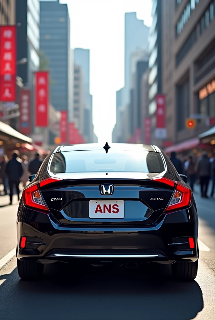 A honda civic back number plate with the name of ans