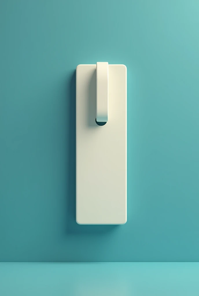 badge hanger, Cream color with a clean design, with a dark cyan background 